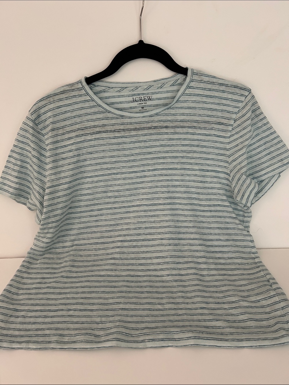 J. Crew Light Blue and White Striped Short Sleeve Tee